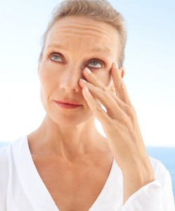 Woman suffering from dry eyes