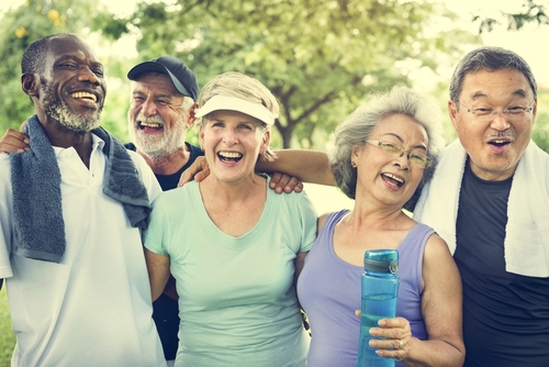 Older people with glaucoma exercising 